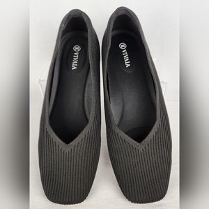 Vivaia Margot 2.0 Black Square Toe V-Cut Ballet Flats Womens EU 40 US Size 9